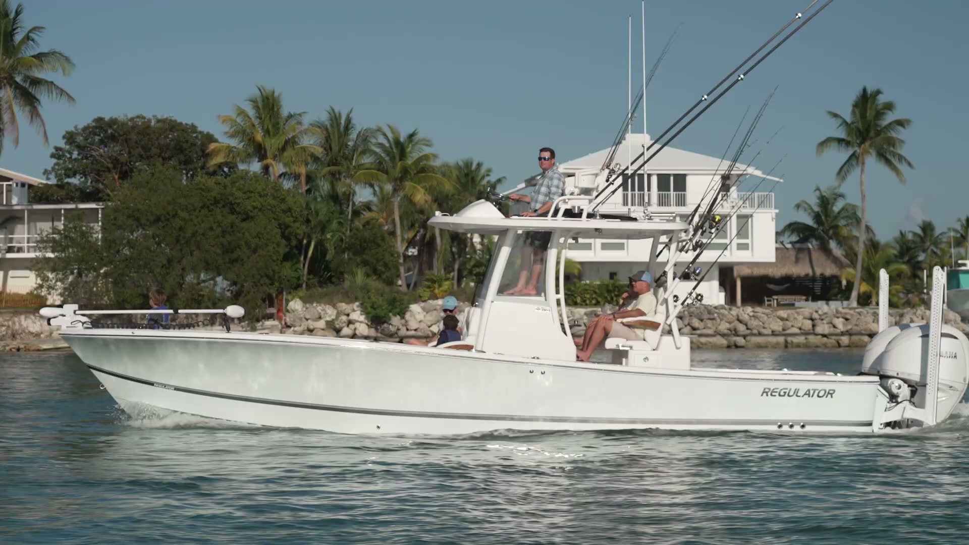 A Regulator center console running the intracoastal waterway off Bonita Springs, Florida