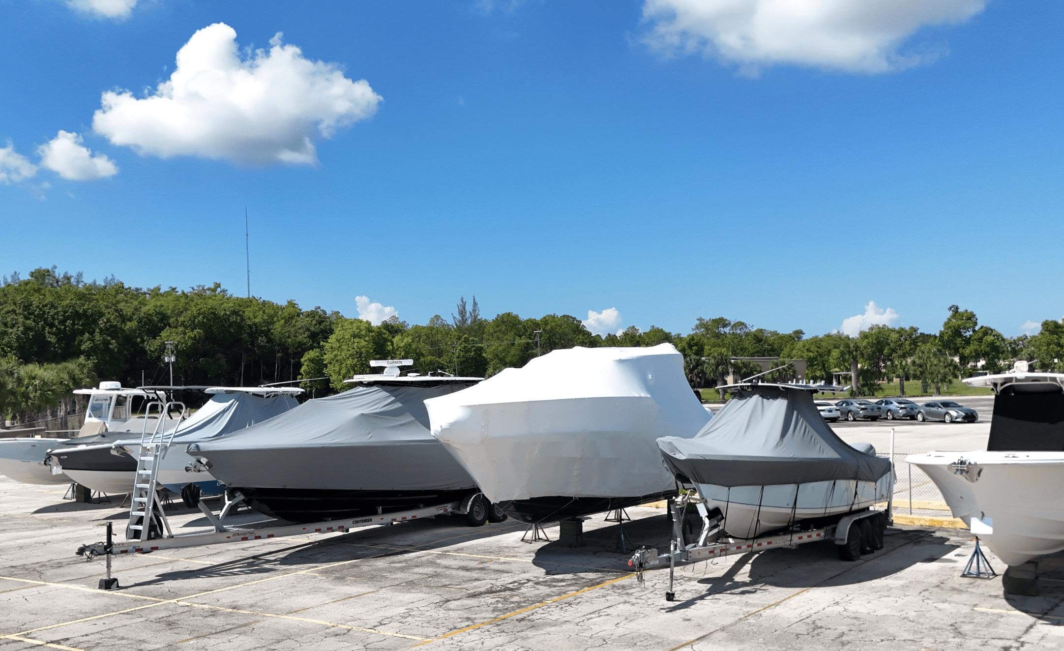 Boats in storage at Bonita Boat Center